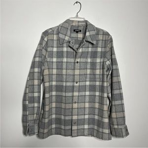 Express Overshirt Jacket Mens Gray Wool Blend Flannel Shacket Medium